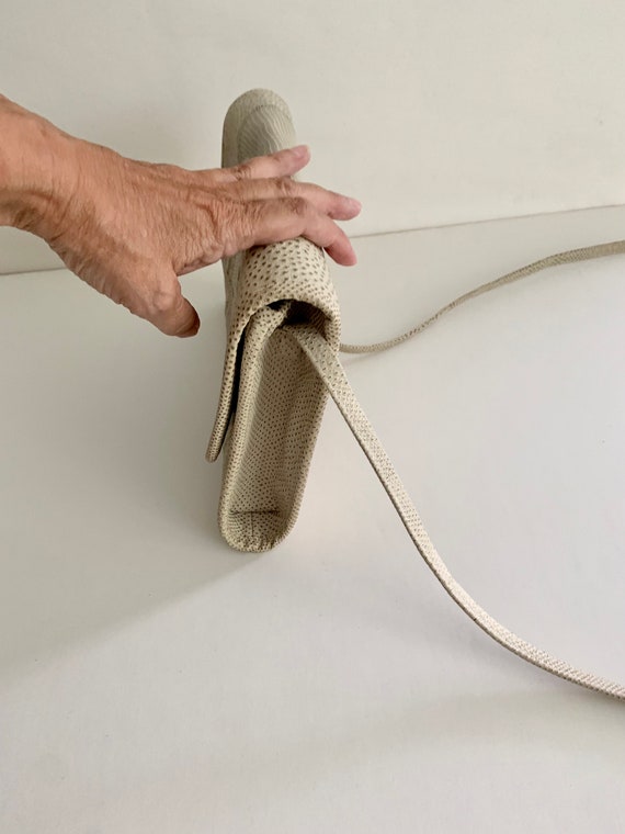 Carlos Falchi pressed leather patchwork envelope … - image 6