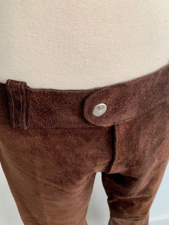 Vintage 1970s brown suede hip hugger flares-size 7 - image 8