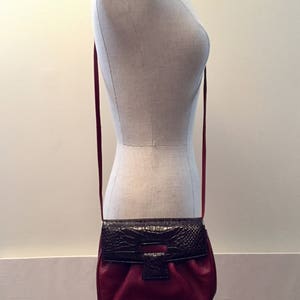 Vintage Valentino Garavani crossbody red leather bag with oxblood snake flap image 5