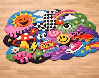 Hand-Tufted Pop Art Rug – Y2K Dopamine Decor, Gen Z Style