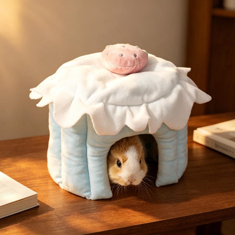 Cupcake Rabbit Bed, Soft Cake Pet Hideout, Warm Fleece Chinchilla House ...