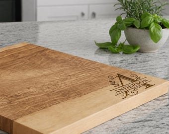 Personalized Cutting Board, Engraved Charcuterie Tray, Custom Name Gift, Wedding present, Monogram, Kitchen Decor