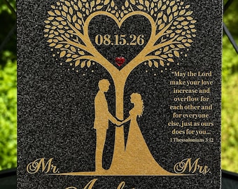 Letrero personalizado para el árbol de bodas / Placa personalizada con los nombres de la pareja y la fecha