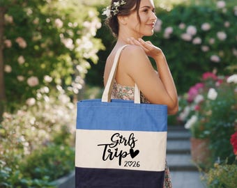 Custom Girls Trip Tote Bag, Personalized Vacation Bag