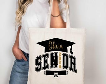 Custom Senior 2026 Tote Bag, Personalized Graduation Gift for Her, Senior Graduate Canvas Bag, Class of 2026 Bag, School Memories Tote