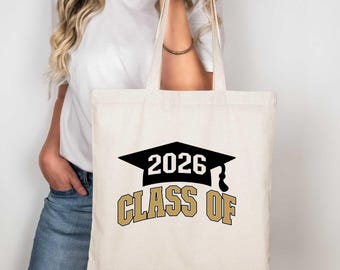 Class of 2026 Tote Bag, Graduation Gift for Her, 2026 Graduate Canvas Bag, High School Senior Night Gift, College Graduation School Tote