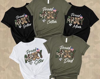Custom Proud Army T-Shirt, USA Army Shirt, Personalized Military Family Matching Tee, Custom Name Shirt, Military Gift, Army Graduation Gift
