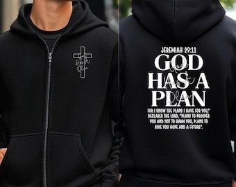 Christian Full Zip Hoodie, Jeremiah 29:11 Hoodie