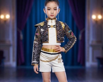 ガールズK-POPステージパフォーマンス衣装、ゴールデンハロウィンロールプレイ衣装