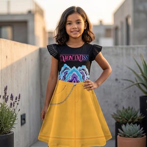 cartoon print design dress Plus Size, Plus Size * Casual Dress for Women, V-Neck Dress with Cartoon Portrait * & Letter Print, Featuring 2 Pockets