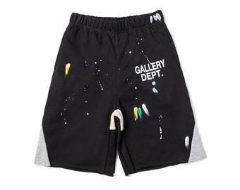 Gallery Dept Cotton Streetwear Summer Shorts Paint Splatter Graphic Elastic Waist Casual Unisex Bottoms