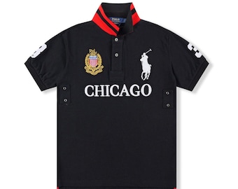 Men's Cotton Polo Shirt Graphic Embroidered Short Sleeve Casual Classic Fit Summer Top