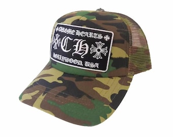 Chrome Hearts Cotton Mesh Back Trucker Hat Adjustable Graphic Cap Unisex Streetwear