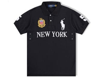 Polo de algodón para hombre con estampado urbano, manga corta, estilo casual, bordado, ideal para el verano.