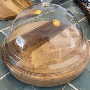 Almond Oak Wood Serving Board with Dome Lid, Handmade in Spain