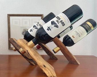 Schwimmender Weinhalter aus Olivenholz - Handarbeit - Einweihungsgeschenk - Weinliebhaber - Display - Unikat - Made in Spain