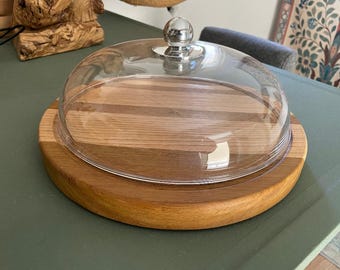 30 cm langes Servierbrett aus Eiche und Irokoholz | Käsebrett, Käsebrett Cloche