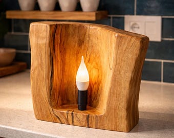Olivenholzlampe - Handgemacht