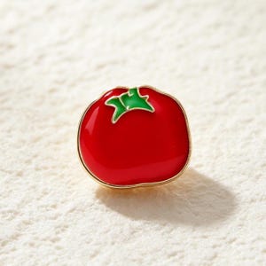 Tomato Enamel Pin, Cute Vegetable Hard Enamel Brooch for Jackets Bags Hats, Fun Garden Gift for Moms Teens Cooking Lovers Garden Lover pin