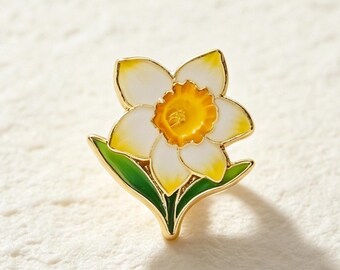 Daffodil Enamel Pin Gold Plated Hard Enamel Brooch Daffodil Flower Lapel Pin Spring Botanical Accessory Bag Jacket Women Girls Gift Cute Pin
