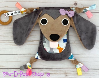 Teckel Puppy Mini Baby Animal Lovey Sensory Toy Buddy