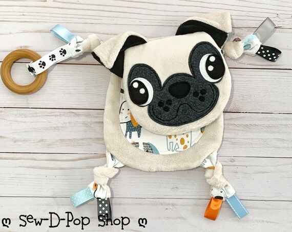 Pug Baby Mini Lovey Teething Organic Ring Toy Snuggle Friend Etsy