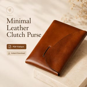 Leather Clutch Pattern PDF, Minimal Fold Over Purse Template, DIY Printable Leathercraft Guide, Instant Download