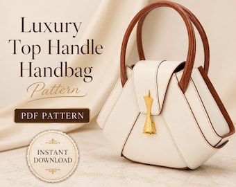 Top Handle Handbag Pattern PDF, DIY Leather Purse Template, Luxury Bag Sewing Guide, Instant Download