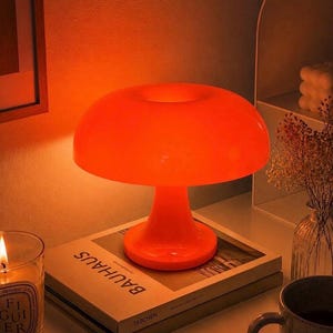Orange svamplampa | Retro vintage bordslampa | Mysig LED-sänglampa | Estetisk rumsinredning | Stämningsbelysning | Bordslampa | lampa