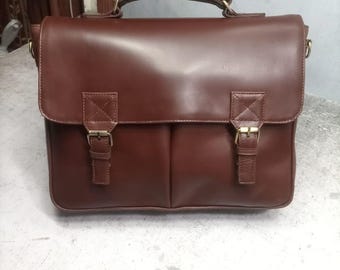 Bolso bandolera de piel vintage para hombre, hecho a mano, de 18 pulgadas, personalizado, para oficina o portátil.