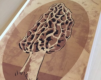 Morel Mushroom Digital Art Print