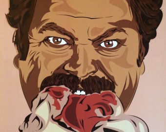 Ron Swanson Steak Digital Art Print