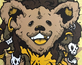 Grateful Dread Bear Digital Art Print