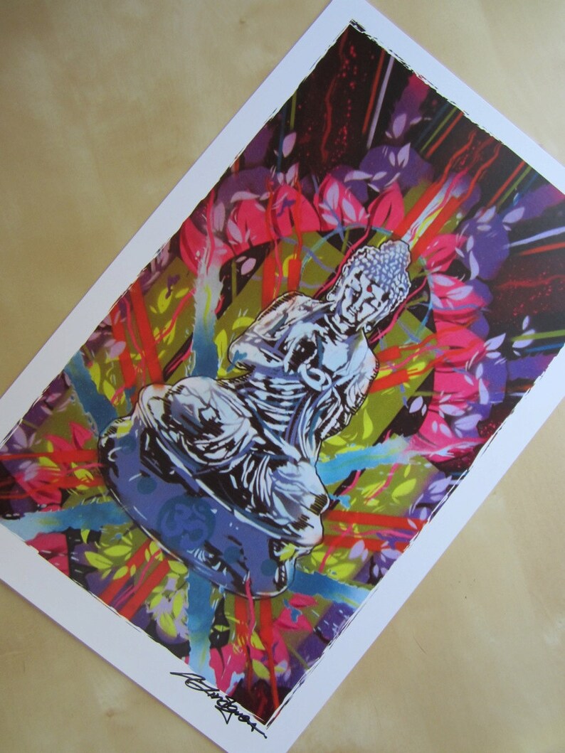 meditating buddha stencil art print etsy