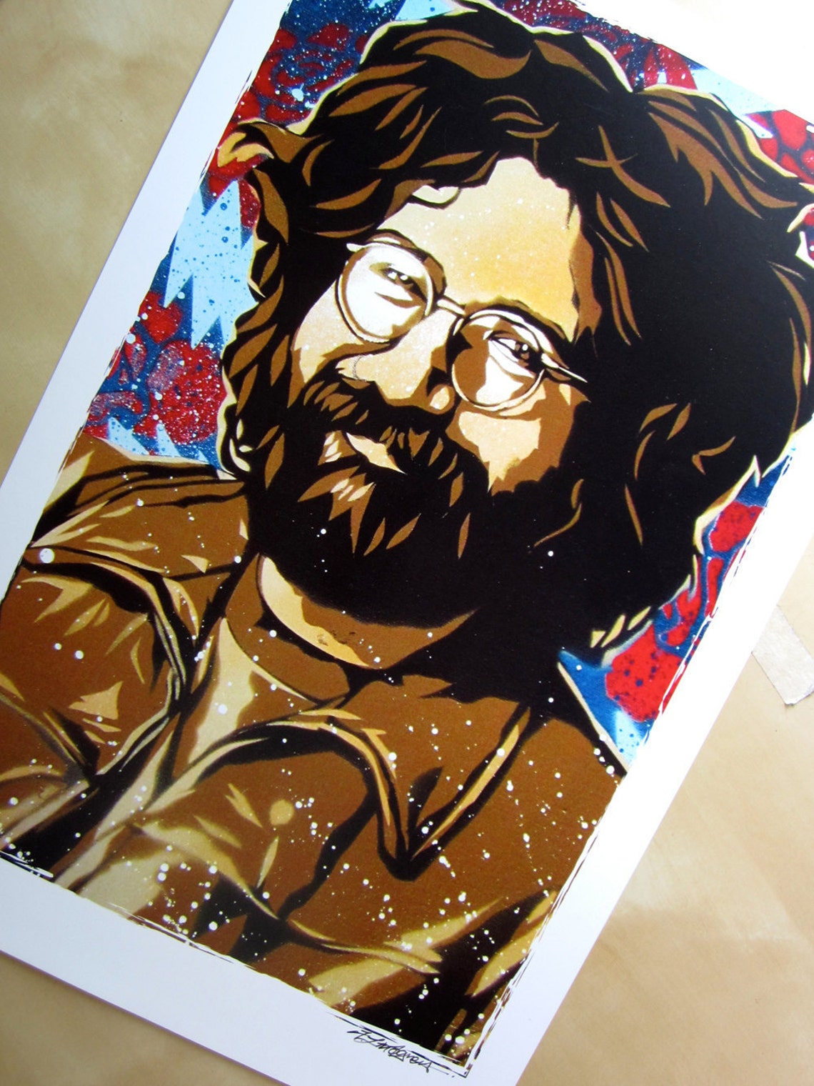 Jerry Garcia Stencil Art Print Etsy
