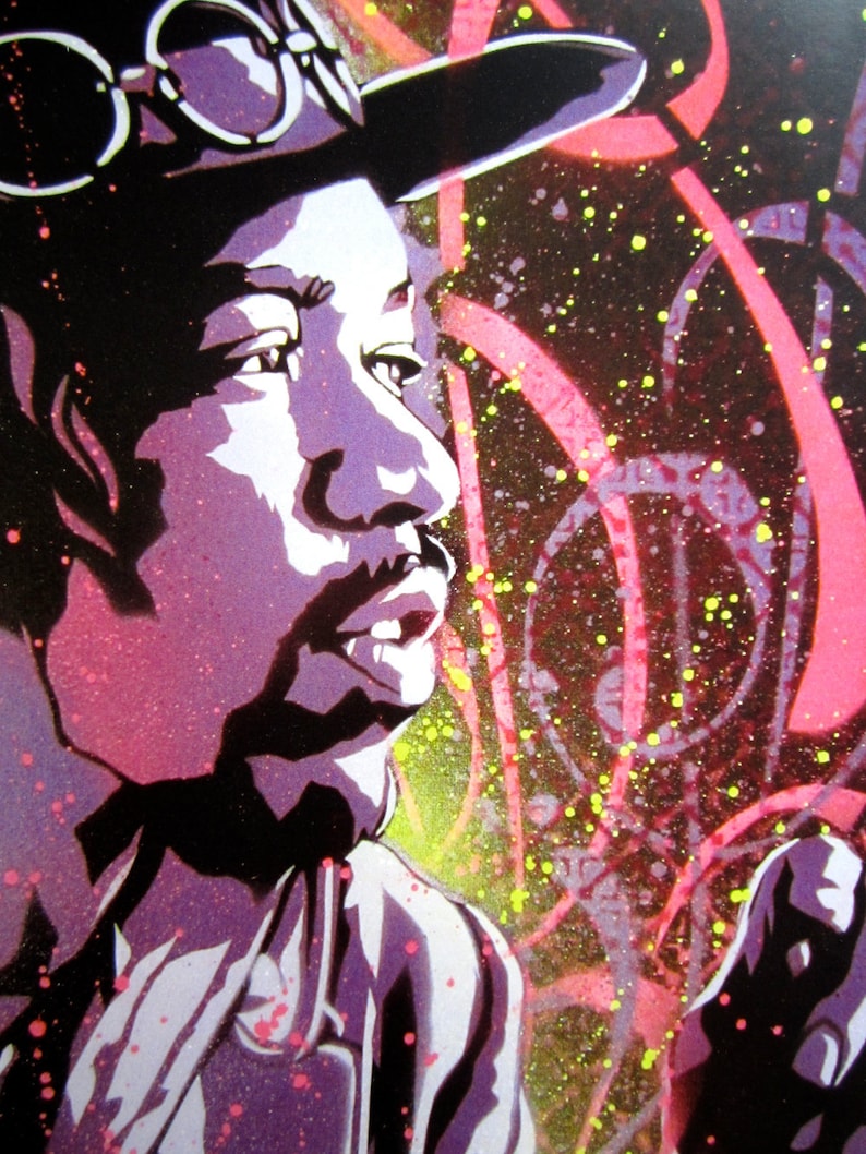 Jimi Hendrix Purple Haze Stencil Art Print | Etsy