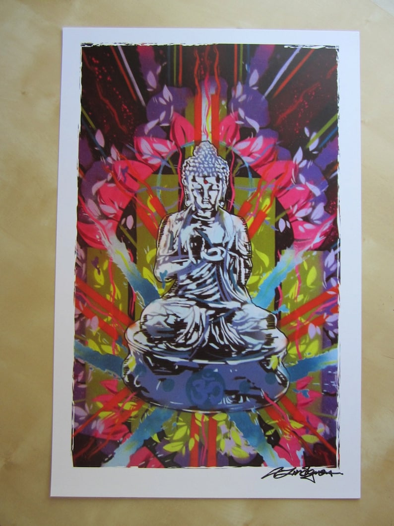 meditating buddha stencil art print etsy