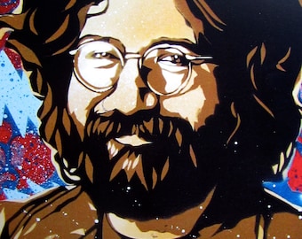 Jerry Garcia Stencil Art Print