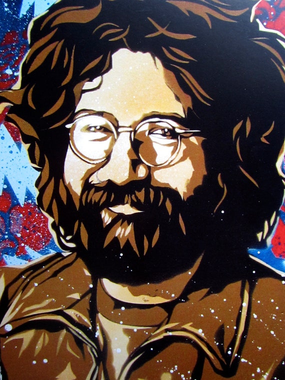Jerry Garcia Stencil Art Print
