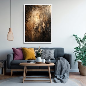Ancient Tribal Cave Paintings Canvas, Primitive Rock Art Wall Decor, Historical Archeological Canvas, Rustic Dark Toned Wall Art image 5
