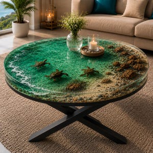 Luxury Ocean Epoxy Resin Table | Handmade Statement Coffee Table