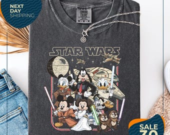 Comfort Color® Mickey Jedi And Friends Shirt | Retro Star Wars Tee | Hollywood Studios Family Vacation Tee | Galaxy Edge Apparel | Disney