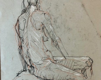 Original Drawing-Charcoal drawing-Female nude-Figure study-Fine art-Original art-Affordable wall art-Home decor-Line drawing-Interior Decor