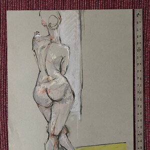 ORIGINAL Charcoal Drawing-Female Nude-Figure Drawing-Strong Simple Graceful Drawing-Fine art-Affordable art-Home decor-Figurative wall art