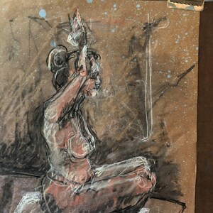 Original Drawing-Charcoal art-Female nude-Figure study-Fine art decor-Contemporary art-Yoga pose-Affordable art-Interior design-Wall art