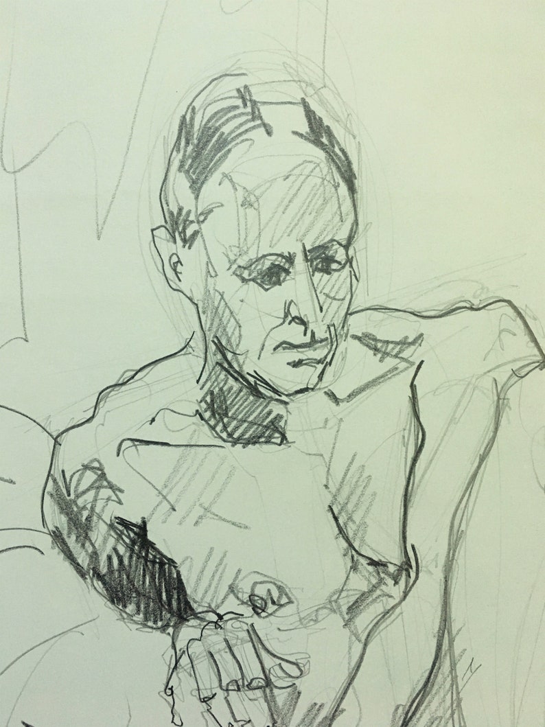 ORIGINAL Pencil Drawing-Graphite life drawing-Male nude-Figure | Etsy
