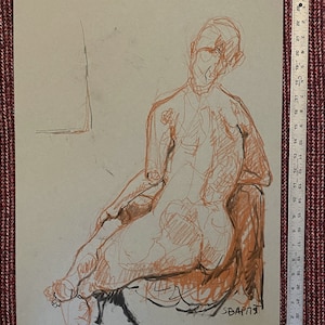 Original Art-Figure Drawing-Charcoal drawing-Reclining female nude-Human form-Figurative-Affordable art-Interior decor-Home decor-Fine art