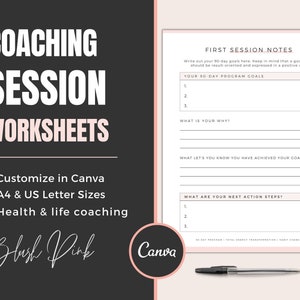 Coaching Worksheet Templates | Editable Canva Forms | Client Session Note | Coaching Tools | Health & Life Coach | Goal Planning | Printable