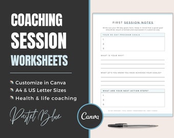 Coaching Worksheet Templates | Editable Canva Forms | Client Session Note | Coaching Tools | Health & Life Coach | Goal Planning | Printable
