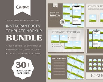 Plantillas de maquetas de Instagram: Imágenes de anuncios de Etsy en Canva (descarga digital)